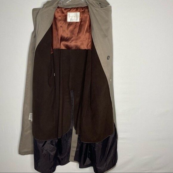 Vintage 80s London Fog Trench Coat Men 40R Beige Double Breasted Long Belt Liner - Picture 10 of 12